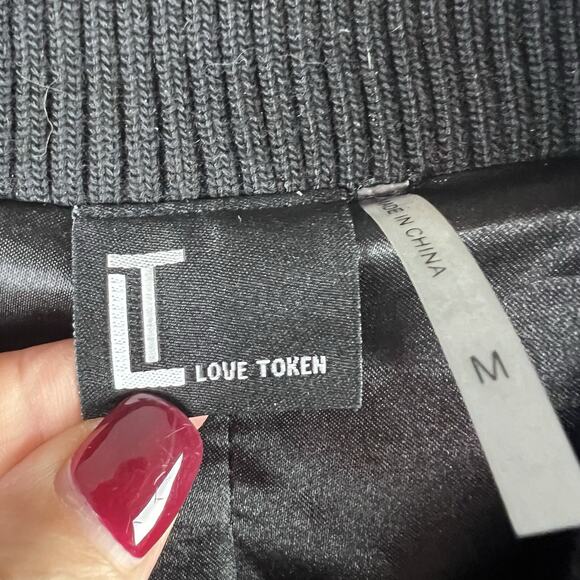 Love Token Coat Faux Fur Brown Bomber zip light soft fuzzy Jacket M - Picture 4 of 7